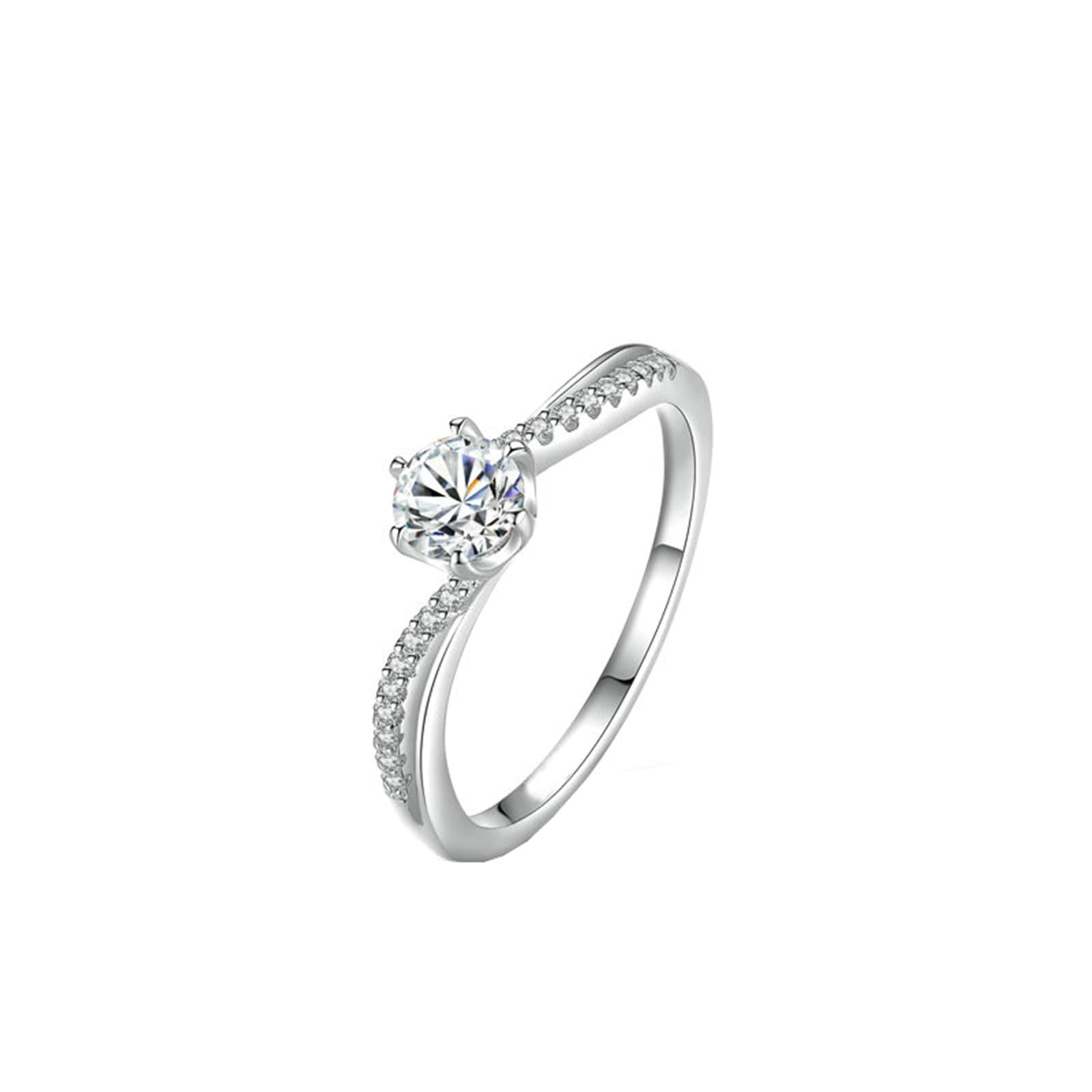 Anillo de compromiso de oro, oro blanco, elegante, anillo de boda con diamante cultivado en laboratorio de 0,5 ct para mujer