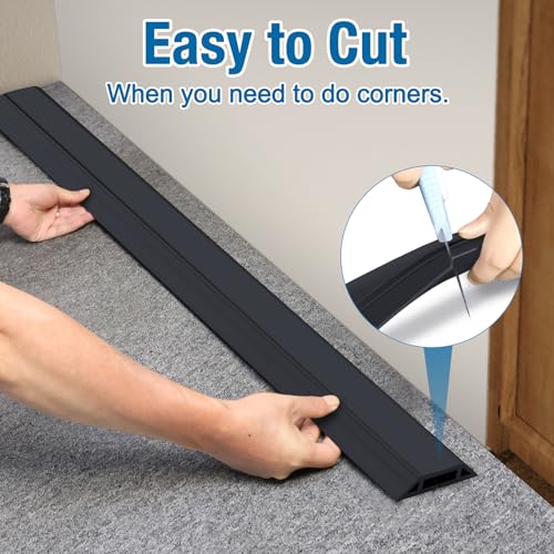 Image of Eapele Floor Cord Cover 10ft (2 Pack) Cord Covers for Wires on Floor, Heavy Duty Extension Cord Cover, Rubber Floor Cable Cover, Prevent Trip Hazard for Sidewalk Home Office Outdoor or Indoor Settings