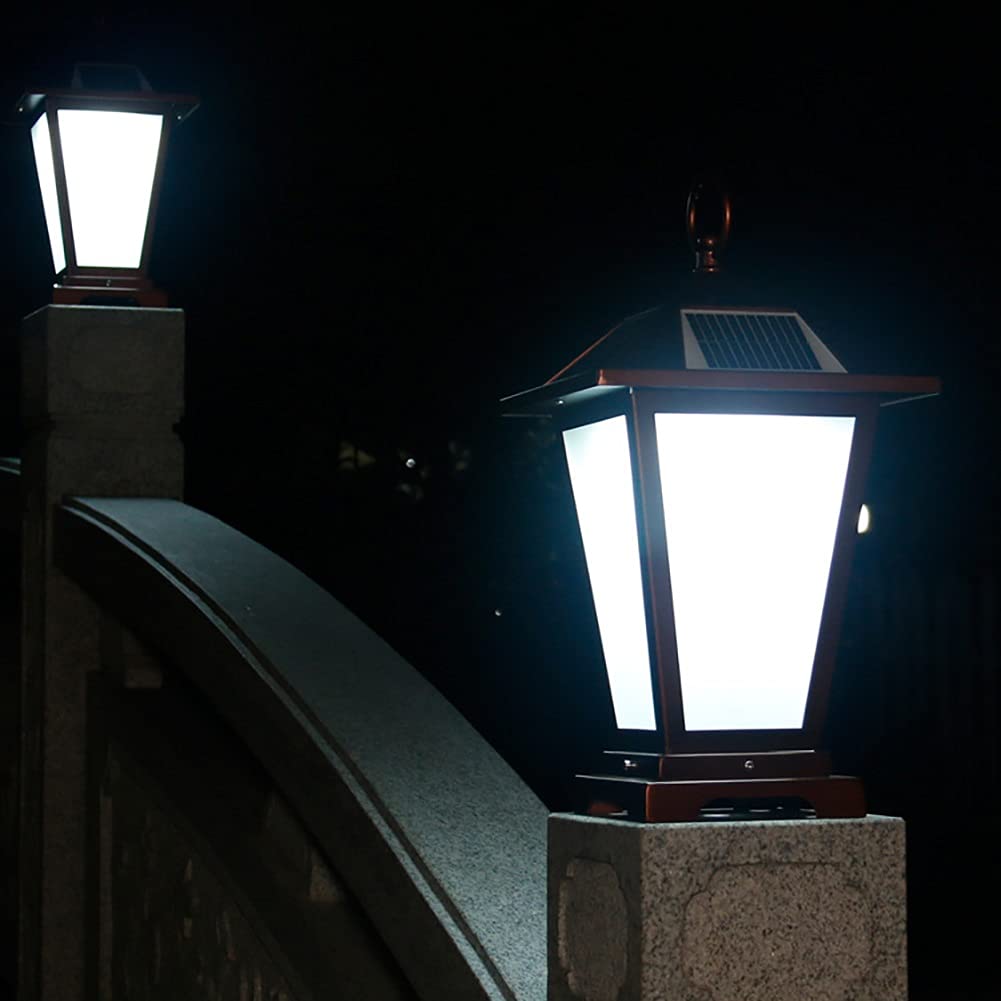 Światła słupkowe na zewnątrz, lampy ogrodowe, oświetlenie tarasu LED, solarne światła słupkowe na zewnątrz, lampa ogrodowa, ciepła biała lampa słupkowa, IP65, wodoodporna, nowoczesna latarnia słupkowa, do tarasu, ogrodzenia, willi, filar bramy