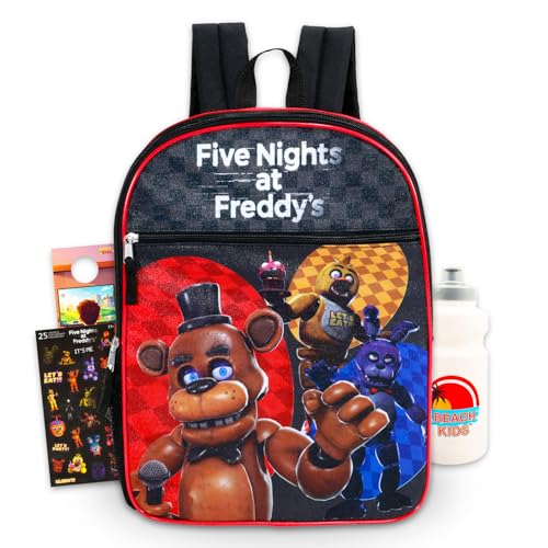 Five Nights at Freddy's Mochila para meninos – Pacote com mochila escolar FNAF para crianças plus adesivos, garrafa de água, mais conjunto de mochila para crianças, adolescentes