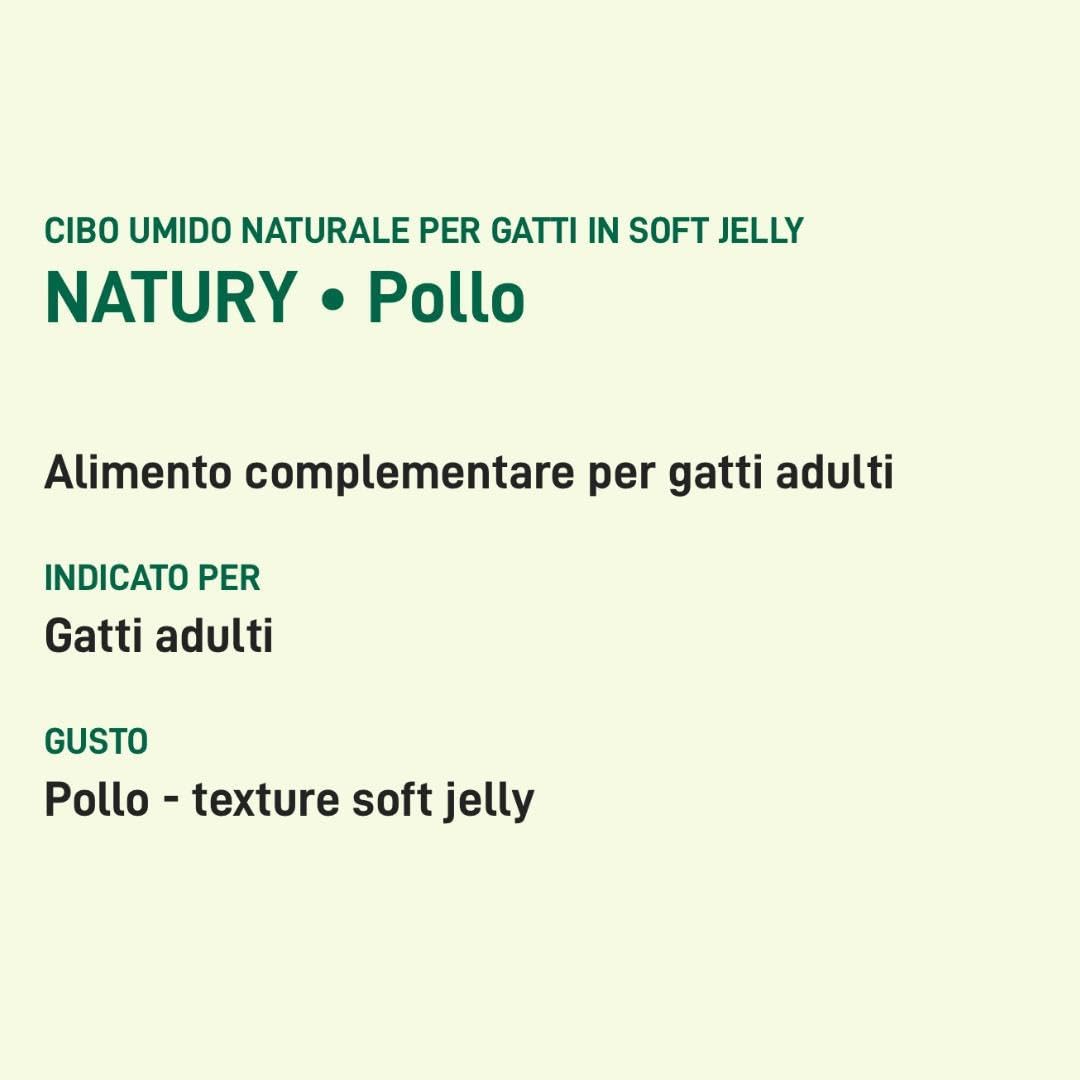 Oasy - Mascotas húmedas para gatos naturales con sabor a pollo, suaves pelusas naturales de Soft Jelly para gatos adultos de todos los tamaños y razas | 24 latas de 85 gramos cada una.