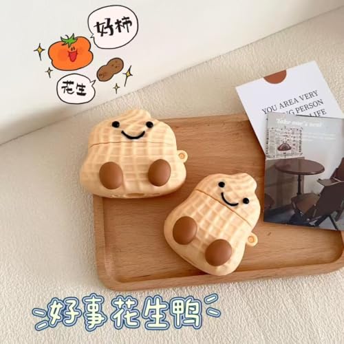 Image of Earphone Case for AirPods Pro /Pro 2, Happy Smiling Sitting Peanut Soft TPU Silicone Case, Good Mood Good Luck Peanut AirPods Pro 2 Cover Protective Skin Protector