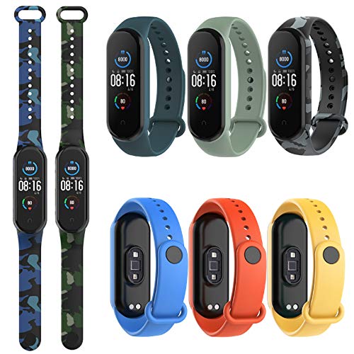 GeeRic Bracelet Compatible pour Xiaomi Mi Band 6/Mi Band 5, 8 Pièces Sangle Bracelet de Remplacement en Silicone de Bracelet Cover
