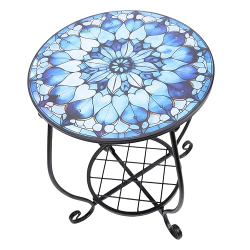 Mesa auxiliar redonda de metal con patrones decorativos Estilo C 5