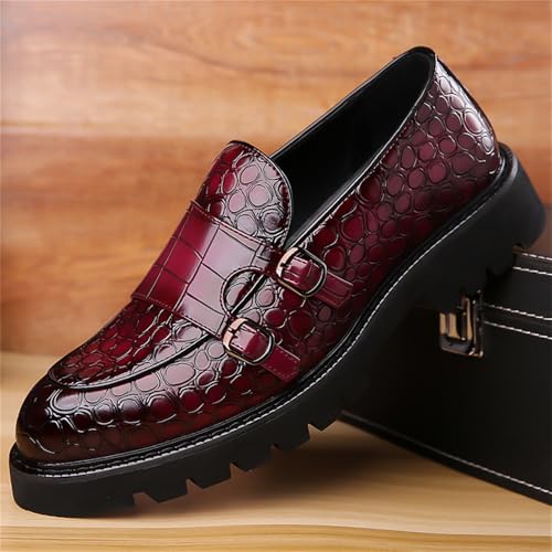 Men's Slip-On Patent Leather Platform Loafers with Double Buckle Classic Penny Loafers Dress Driving Moccasins Fashion Boat Shoes2