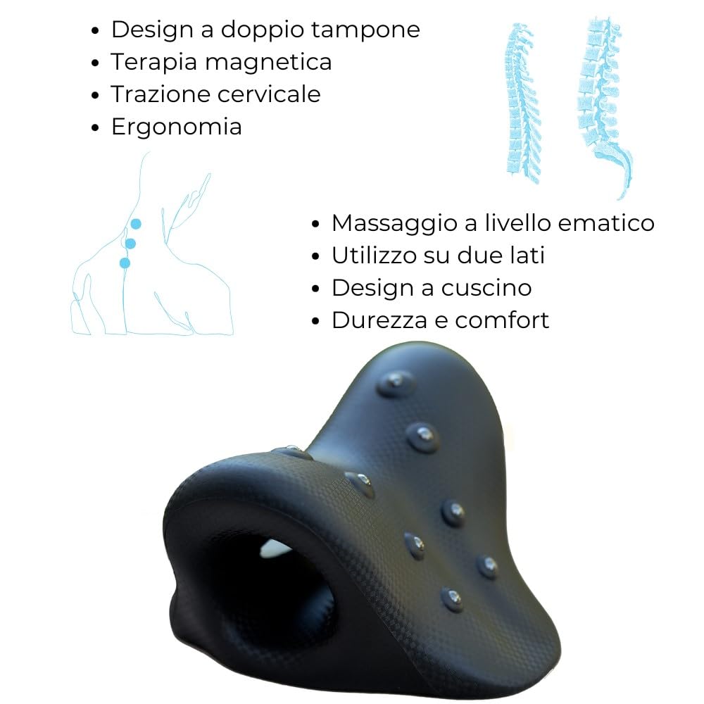 Dispositivo di Trazione Cervicale con 8 Punti Magnetici | Cuscino Chiropratico per Alleviare il Dolore a Collo e Spalle | Correttore di Postura | Rilassante e Portatile | Neck Cloud