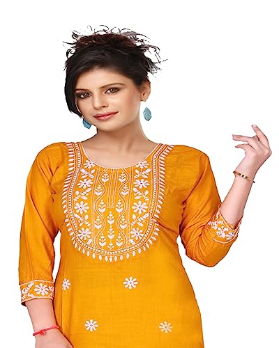 Image of SQUARO Women Embroidery Cotton Rayon Straight Kurta Kurtis for Ladies and Girls