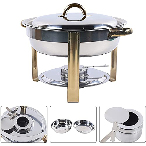 201 Edelstahl Chafing Dish Buffetwärmer-Set, 3.5L Runde Chafer Dish Gold Speisenerwärmung Container Mit Deckel Und… – Bild 6