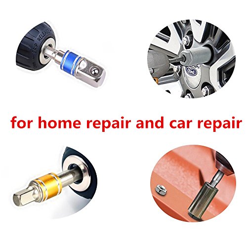 Impact Grade Socket Adapter/Extension Set Turns Power Drill Into High Speed Nut Driver,1/4-Inch Hex Shank To Drive For Adapters To Use With Drill Chucks, Sizes 1/4" 3/8" 1/2", Cr-V, 3-Piece #TOP6