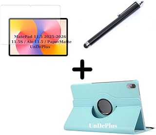 UnDePlus Huawei MatePad 11.5/11.5S /Air 11.5 2025 2026 ile uyumlu Kılıf Dönen Tablet Kilifi Ekran Koruyucu+Kalem TBD-W00 TBD-W09 TBD-AL09 Mavi