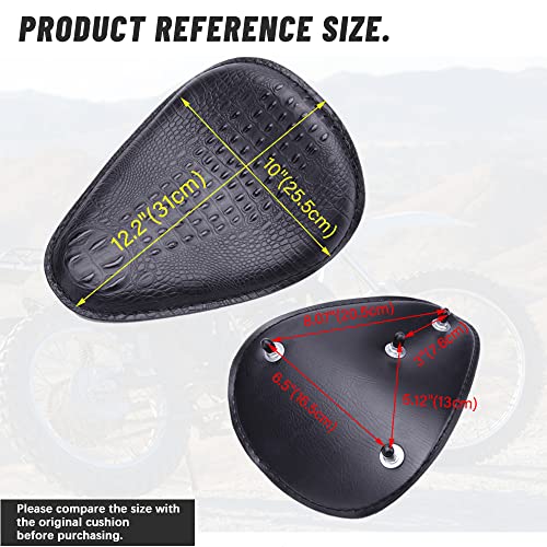 Image of DREAMIZER Motorcycle Seat Cushion Driver Solo Seats with Spring Bracket PU Leather Compatible with Harley Honda Yamaha Kawasaki Sportster Iron 883 1200 Chopper Bobber Cafe Racer-Crocodile Style