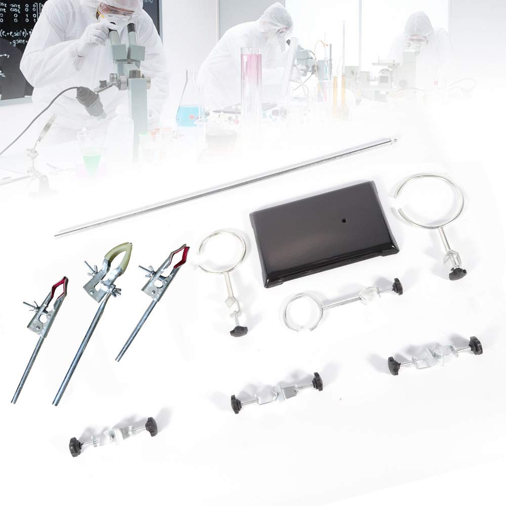 Support de laboratoire, support de laboratoire et pince de laboratoire, pince à piston, pince à condensateur, support 14 x 21 x 60 cm, pour expériences de laboratoire, chimie, recherche physique