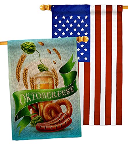 Ornament Collection It Oktoberfest Burlap House Flag Pack Beverages Beer Happy Hour Game Pong Party Ale Lager Craft Applique Decoration Banner Small Garden Yard Gift Double-Sided, Made in USA