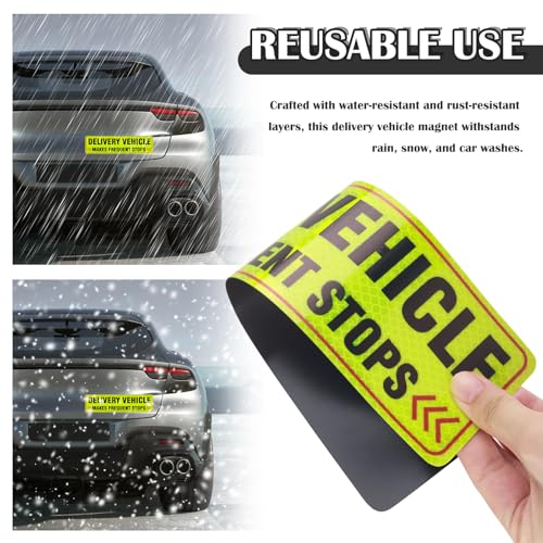 Image of 2PCS Delivery Driver Magnet for Car,Reflective Frequent Stops Car Magnet for Clear Identification,Anti-Water Delivery Sign for Cars Accessories Fit for Deliveries Professionals