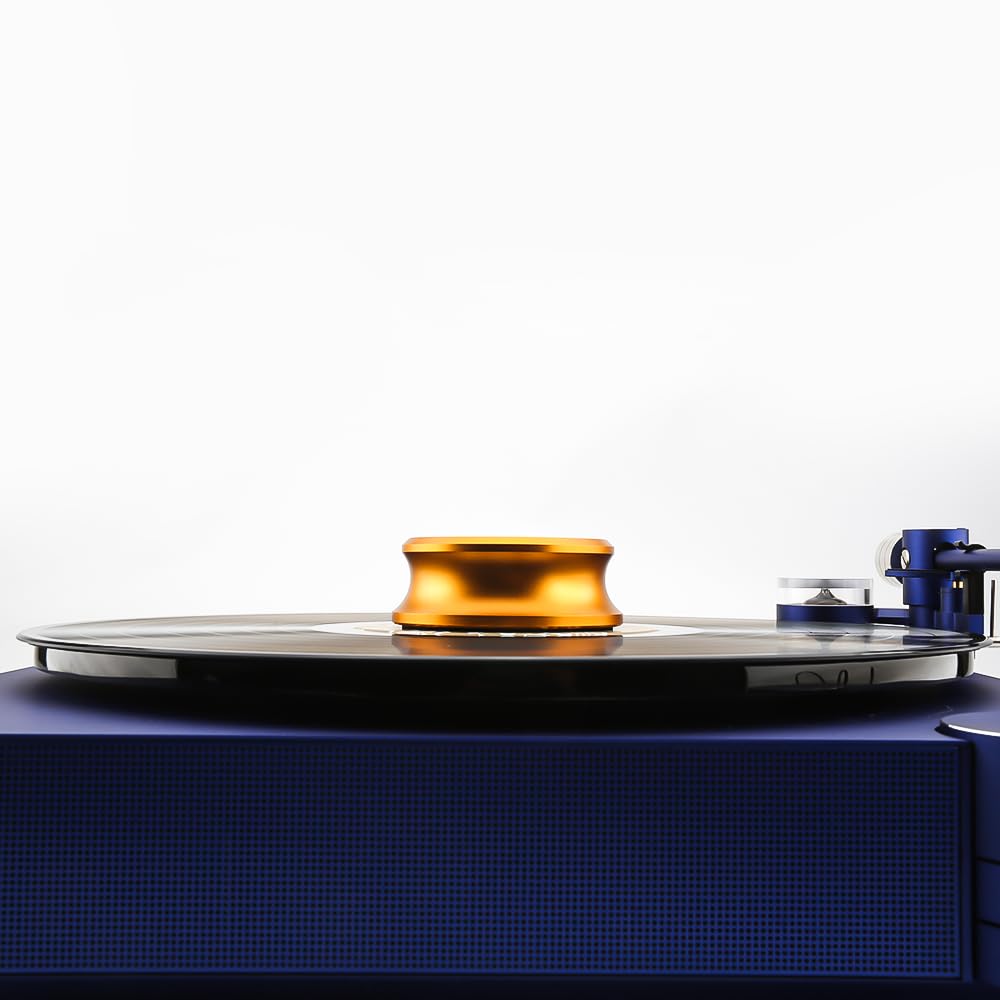 Tirstrup Turntable Weight Stabiliser Vinyl Disc Player Aluminium LP Stabiliser for Turntable Weight Stabiliser for LP Turntable Eliminates Vinyl Disc Vibrations (Golden) - Image 3