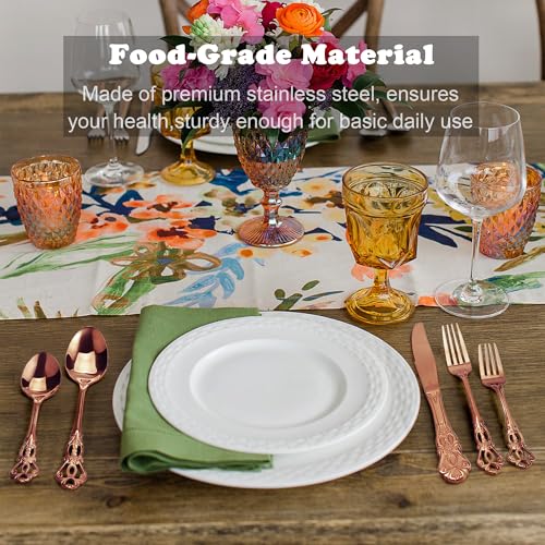 Runfly Gorgeous Retro Royal Rose Gold Stainless Steel 48-Piece Flatware Set - image 6
