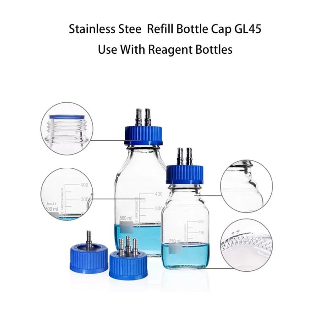 Tapa de repuesto GL45 acero inoxidable 2 orificios para botellas reactivos