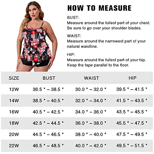 Plus Size Swimsuit For Women Two Piece Tankini Swimwear Tank Tops With Boy Shorts Set Ruffle Ladies Bathing Suits Tie Dye Flowy Swim Dress Cover Up Tummy Hiding Sunflower 22W #TOP4