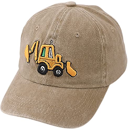 Excavator Toddler Baseball Hat Embroidery Adjustable Kids Baseball Boys Cap Big Brother Present Age 2-8 Khaki