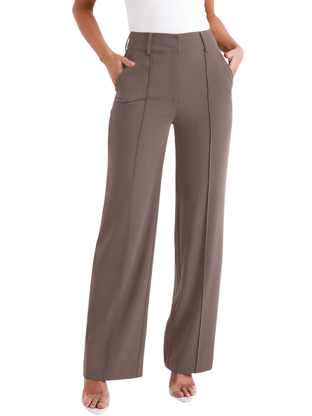 NIMIN Woman Business Work Pants High Waisted Casual Dress Pants Soft Loose Office Trousers Summer Trendy Straight Leg