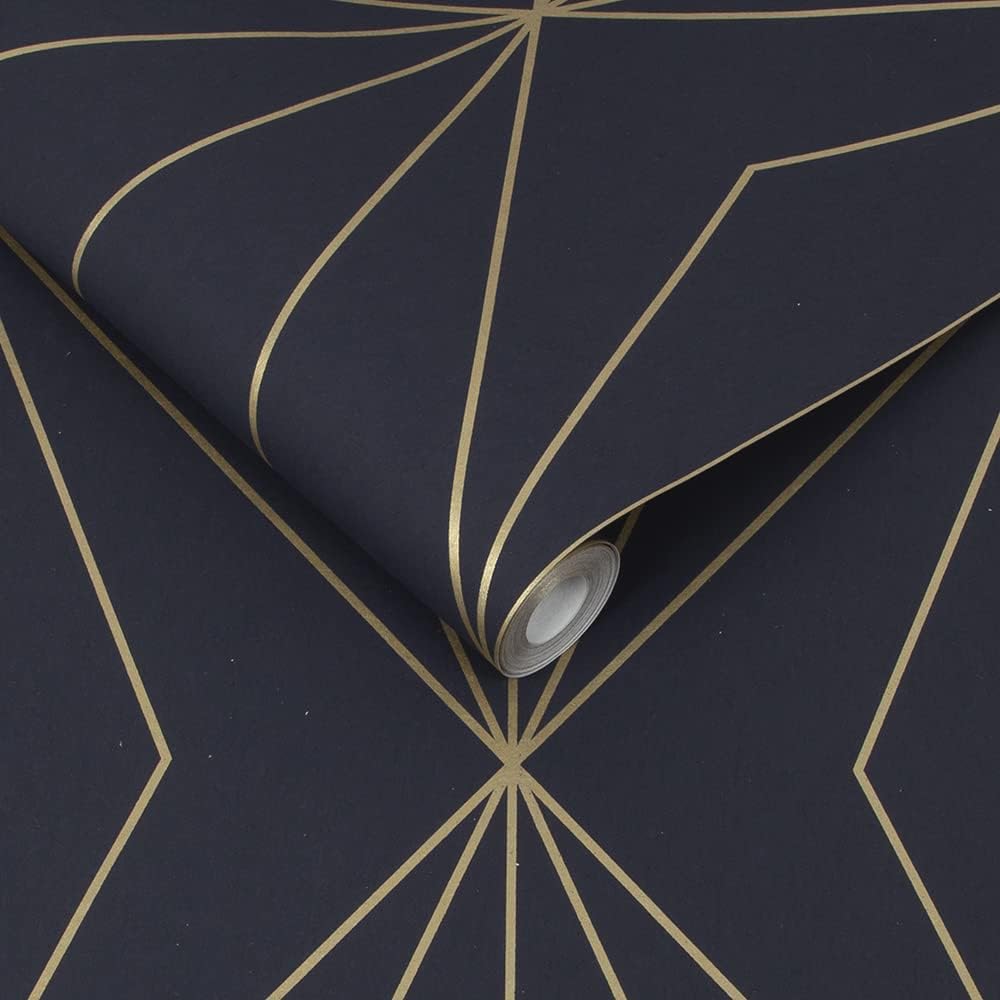 Graham & Brown Harmony Geometric Paste The Wall Wallpaper (Navy)