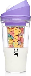 CRUNCHCUP XL Purple - Portable Plastic Cereal Cups for Breakfast On the Go, To Go Cereal and Milk Container for your favorite Breakfast Cereals, No Spoon or Bowl Required