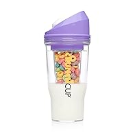 Vista 17 de CRUNCHCUP XL - Vasos de cereales de plástico portátiles para el desayuno sobre la marcha, recipiente para cereales y leche para tus cereales de Verde
