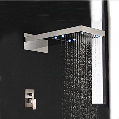 Pomme de douche pluie cascade LED en nickel brossé Gowe 55 cm