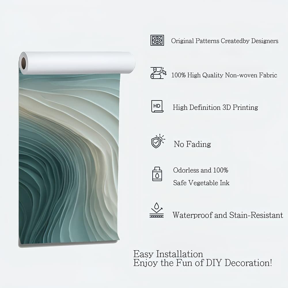 Panoramiczna tapeta 3D abstrakcja 3d płyn falista tapeta flizelinowa fototapeta do salonu dziecięcego dekoracja sypialni zielony spersonalizowany nowoczesny plakat ścienny 250x175cm