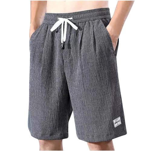 Men's Breathable Summer Drawstring Shorts Fashion Loose Fit Casual Classic Soft Comfy Half Short Pants with Pockets