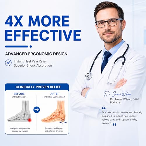 Image of in Relief, Soft Gel Heel Pads for Shoes, Shock Absorbing Heel Support, Reusable Shoe Inserts for Comfort, Pressure Reduction