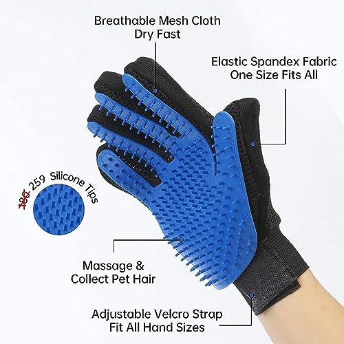 Pet Dog Cat Grooming Glove, Pet Hair Remover Mitt, Gentle Deshedding Brush Glove, Enhanced Five Finger Design for Dog Cat - Image 3