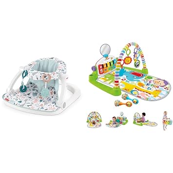 Fisher-Price Baby Chair with Toys and Playmat with Piano Gym, Maracas & 5 Linkable Toys