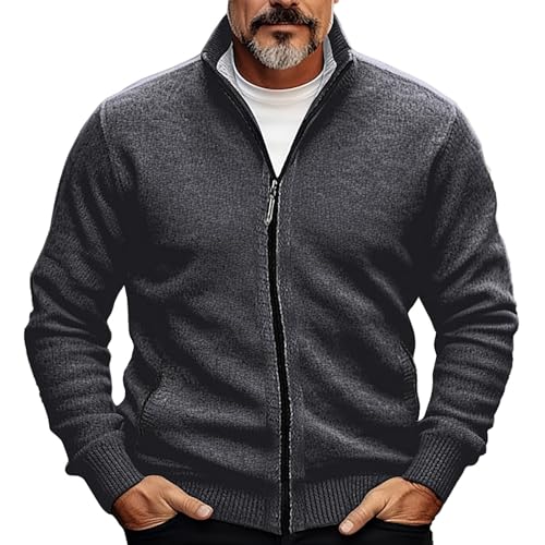 Basic Full Zip Cardigan Sweater Ribbed Knit Casual Stand Collar Grunge Sweater Loose Fit Long Sleeve Crochet Cardigan