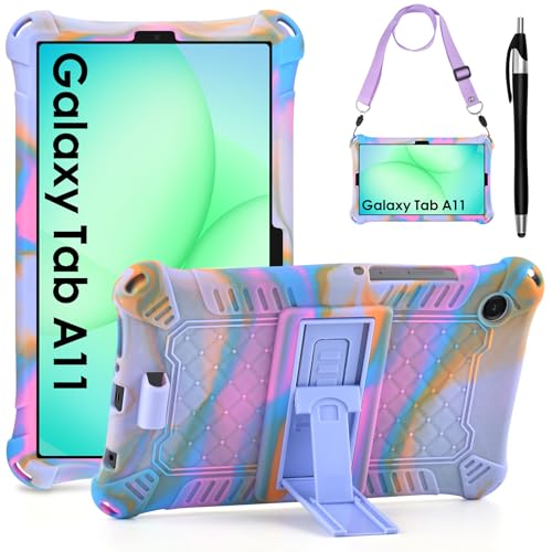 KATUMO Silicone Case For Samsung Galaxy Tab A11 8.7 inch (SM-X130/ SM-X133/ SM-X135) Soft Rubber Cover with Stylus Pen Shoulder Strap Case for Samsung A11 Tablet 8.7 inch