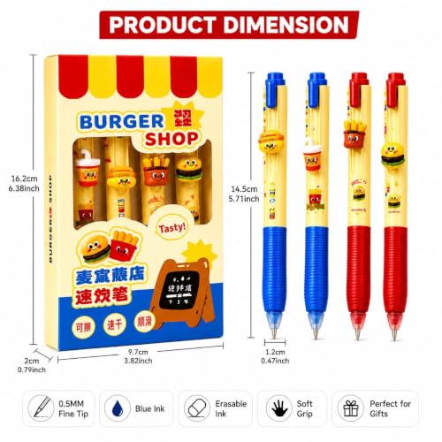 Image of Alokik Luxury Gel Pens and Highlighter 5pcs black Color pen + 1 pcs highlighter Coordinated Design, Signature Pen Set, Writing School Supplies (Burger Shop Gel Pen Set Of 4)