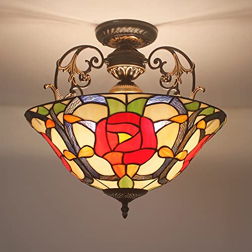 Chandelier rétro avec roses en verre de 30 cm pour une décoration de salon raffinée