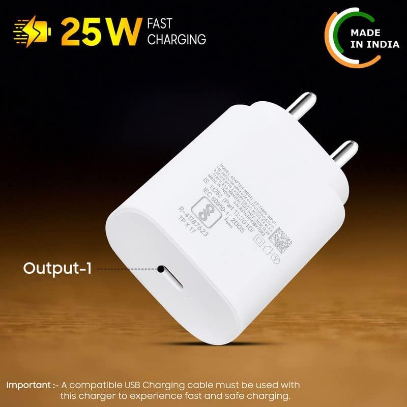 Image of Original 25W USB-C Wall Adapter Ultra Fast Charging Charger - Compatible with Samsung Galaxy M36 / A52s 5G / A23 / A74 5G - White