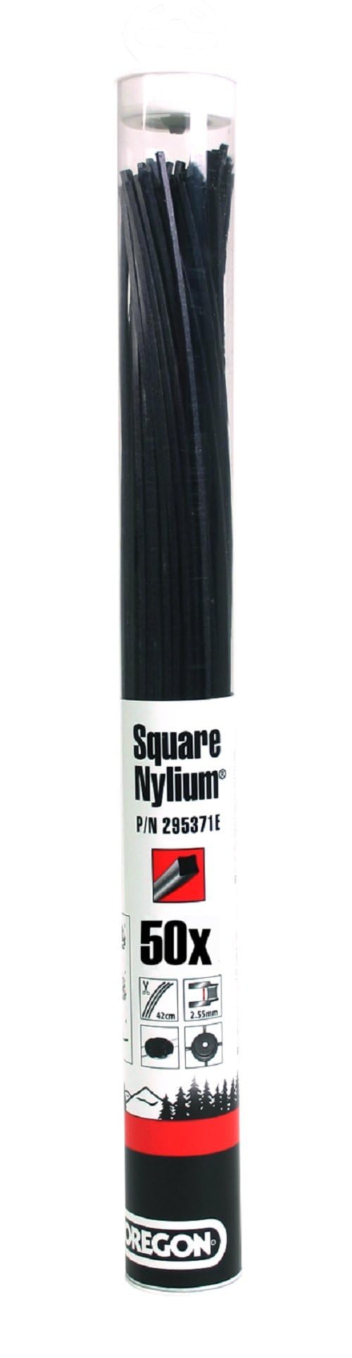 Oregon Hilo Cuadrado de Corte para Desbrozadora 3.75mm, Hierba, Maleza, Vegetación y más, Hilo de Nylon de Gran Resistencia, Compatible con la Mayoría de Modelos Estándar, 3.75mm x 42cm 50x (295372E)