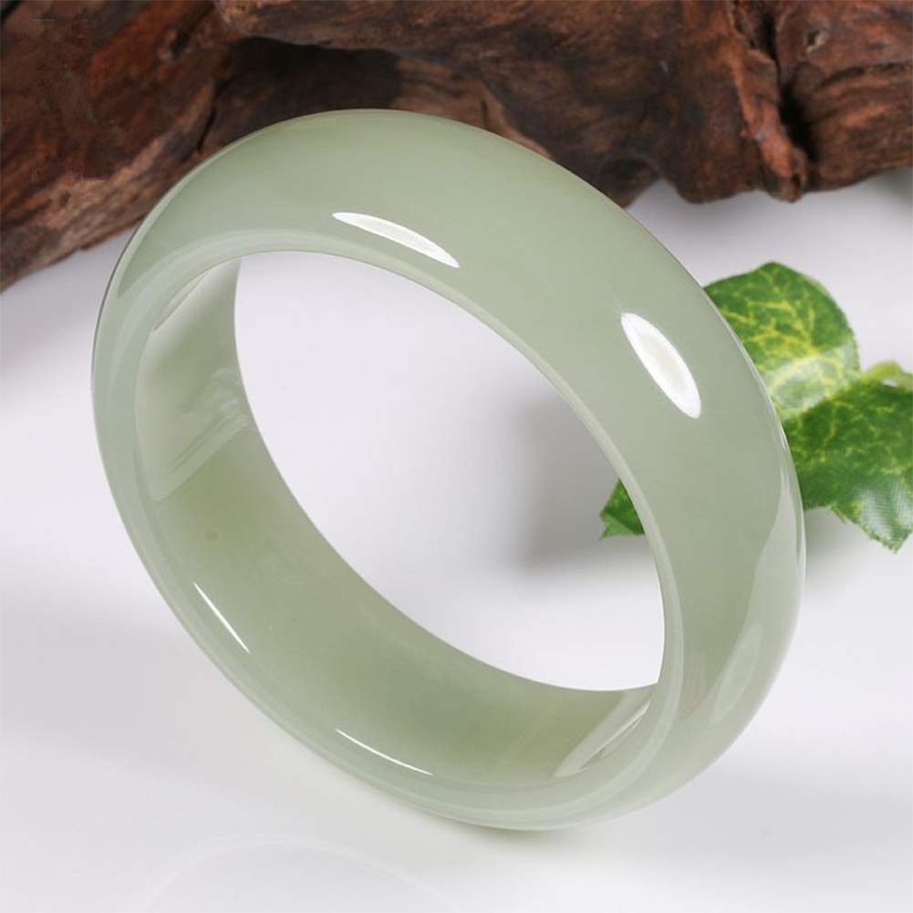 Bangle de Jade Blanco Natural Accesorios de Joyería de Pulsera de Jade Pulida Hecha a Mano Mujer, Brazalete de Jade de Grado Real A,64mm