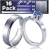 TECEUM Ring Size Adjuster Kit for Loose Rings – Set of 10 Spiral & 6 Pad Ring Guards – Unisex Ring Tightener for Types Wide Women's Rings – Invisible Spacers with Microfiber Cloth