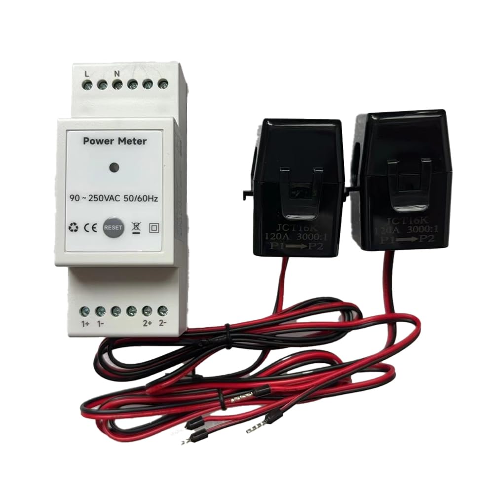 Contador de Energía WiFi Tuya Life Bidireccional Carril Din de 2 Canales con Monitor de Aplicación CT 120A Exportación e Importación de Energía