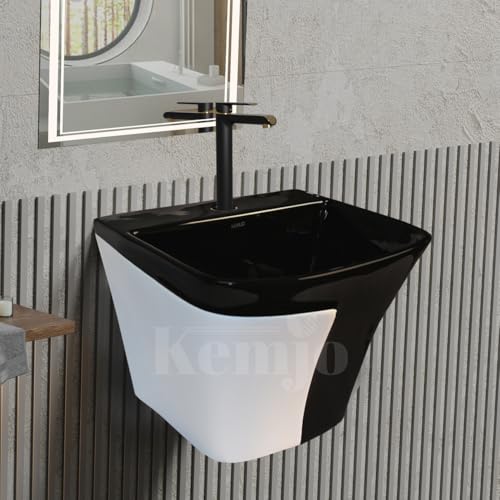 Image of Wall Mounted Wash Basin for Bathroom | Wall Hung Wash Basin /Sink (15.35 x 16.14 x 13 Inch, SFKOP - 221)