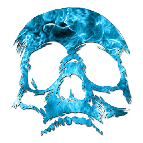 Image of Skull Bones Skeleton - Vinyl Decal Sticker - 3.75 inch x 4 inch - Blue Flames