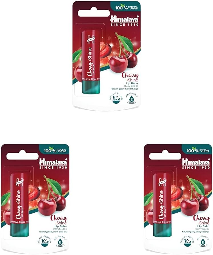 Himalaya Since 1930 Parlatıcı Dudak Bakım Kremi, Kiraz, Nemlendirici,%100 Doğal Renk, Silikon Içermez, 4,5 gr (3 paketi)