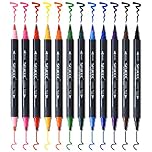 Watercolour Brush Pen Set,SAYEEC 12 Colours Dual Tip Brush Pens with Fineliner Tip Art Marker Soft Flexible Tip Durable Create Watercolor Effect - Best for Adult Coloring Book/Manga/Comic/Calligraphy