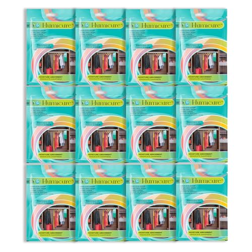 Image of Humicure Moisture Absorber Dehumidifier with 1 Litre Absorption Capacity; Prevents Wardrobe, Bathroom, Kitchen and Bedroom from Mould & Fungus (Pack of 12, 400gram each, Ocean Breeze)