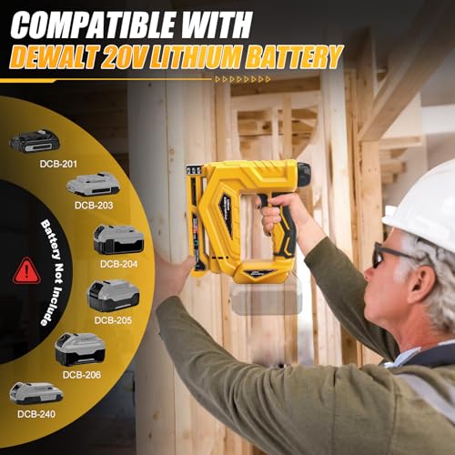 Miniatura 7 de Roadtime Juego De Clavadora Inalámbrica Para Dewalt 20 V Baterías Sin Batería ,Clavadora Y Grapadora 2 En 1 Incluye 1000 Clavos Grapas,Profundidad De Clavo Ajustable Para Carpintería Y Bricolaje