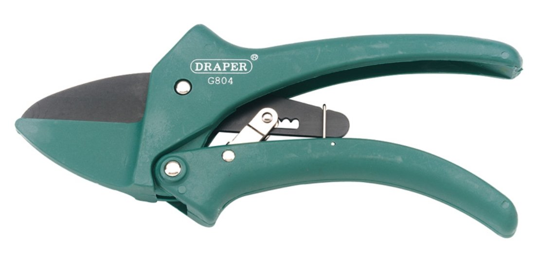Draper 190mm Ratchet Action Anvil Pattern Secateurs | Carbon Steel Cutting Gardening Tool | Heavy Duty Garden Hand Tools | 34478