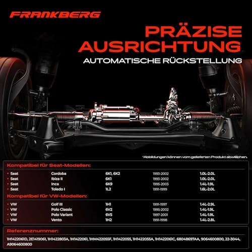 Frankberg Lenkgetriebe Servolenkgetriebe Hydraulisch für Linkslenker Kompatibel mit C.a.d.d.y II 9K9B 1.4L-1.9L 1995-2004 Golf III 1H1 1.4L-2.9L 1991-1997 Polo Classic V.e.n.t.o Replace# 1H1422055